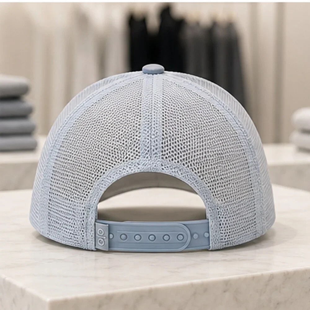 ALO Yoga Mist Blue Gray Boutique Mesh Trucker Cap Hat NWT